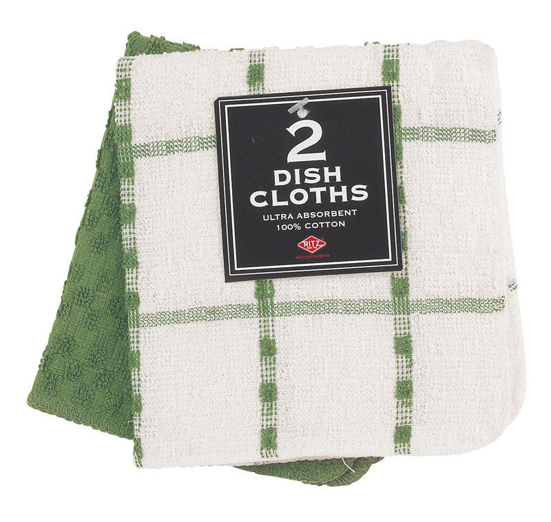 Ritz Dish Cloth Solid 100% Cotton Cactus 2 / Pack