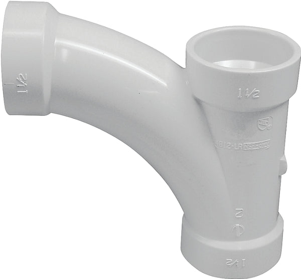 Canplas 194301 PVC DWV Long Turn T-Y, 1-1/2-Inch, White