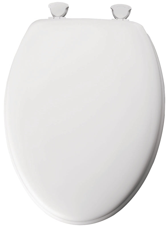 Mayfair Westport 1844EC Wood Toilet Seat with Easy Clean & Change Hinges, Elongated, White