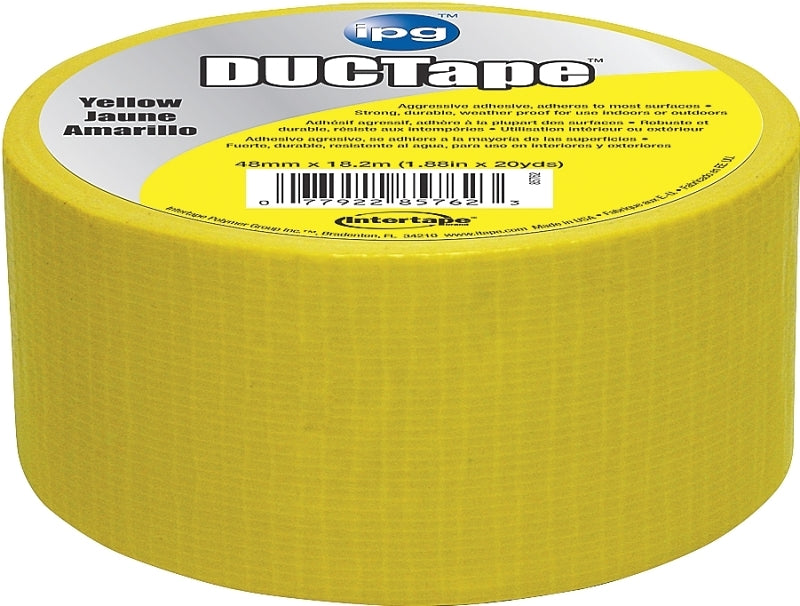 IPG 6720YEL JobSite DUCTape, Colored Duct Tape, 1.88" x 20 yd, Yellow (Single Roll)