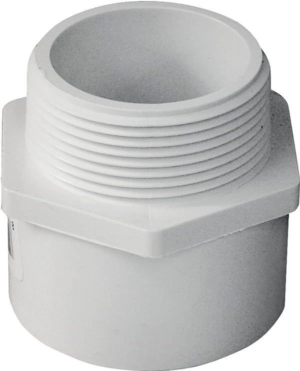 Spears 436 Series PVC Pipe Fitting, Adapter, Schedule 40, White, 1-1/2" NPT Male x Socket 436015BC