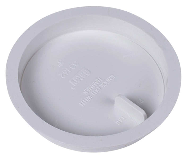 Oatey 39102 Knock-Out Dwv Test Cap, 3 in, 17 Psi, Abs, 3"", White