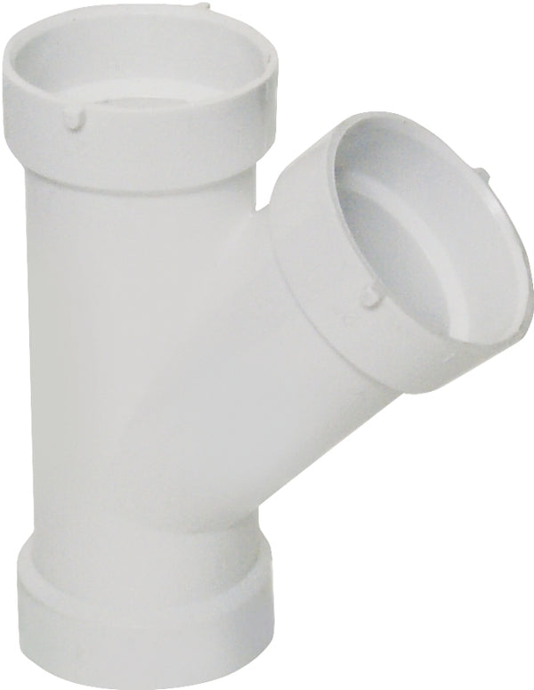 CANPLAS 192302L Pipe Wye, 2 in, Hub, PVC, White, SCH 40 Schedule