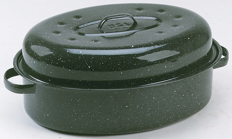 Granite Ware – 18-Inch Covered Oval Roaster - Speckled Black