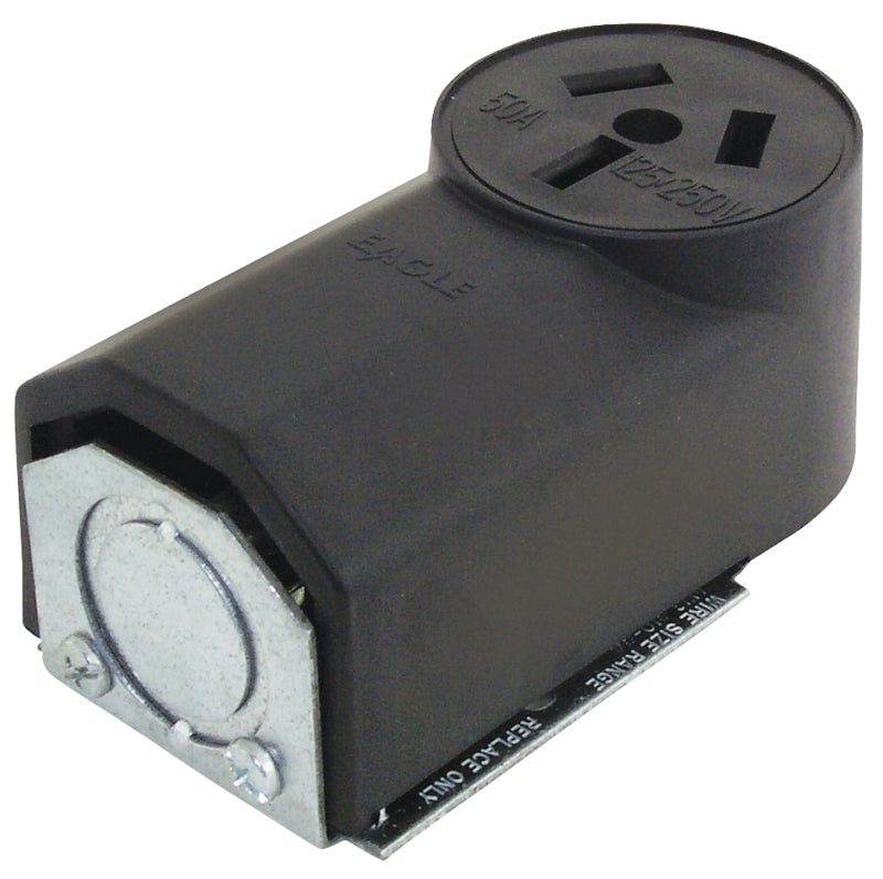 Eaton WD112 50-Amp 125-Volts 2-Pole 3-Wire Surface Mount Range Power Receptacle, Black