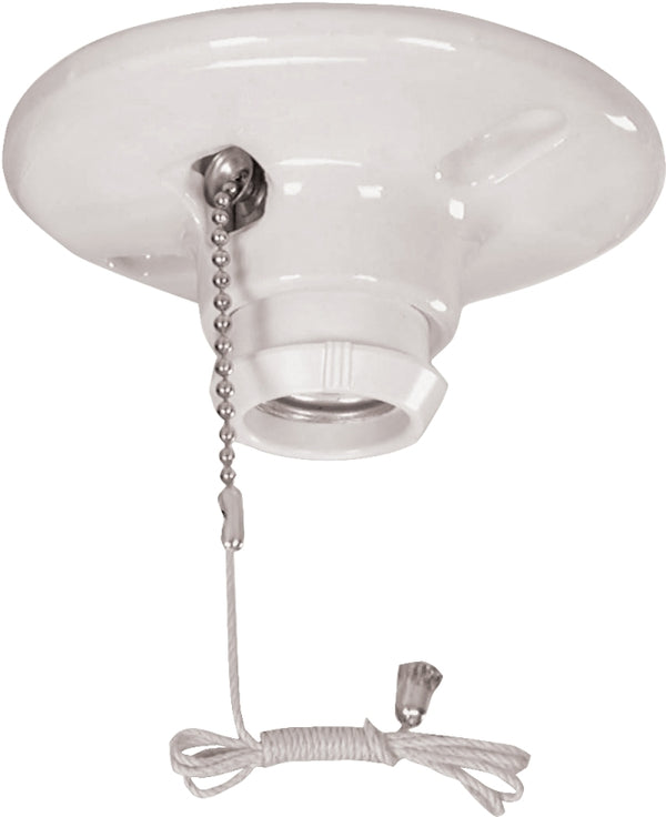 EATON 659-SP Eagle Ceiling Receptacle Lamp Holder, 660 W, Medium Base, Porcelain, White