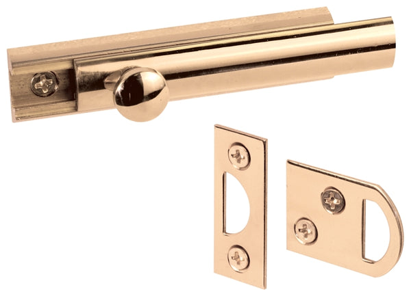 Defender Security U 9962 Surface Bolt, 3-Inch, Solid Brass, Polished Finish