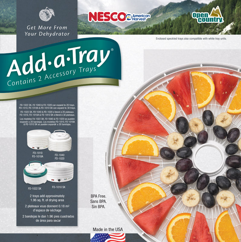 Nesco TR-2 White Plastic Round 15 1/2" Add-A-Trays to fit NESCO 1000 Series Food Dehydrators 2 Pack