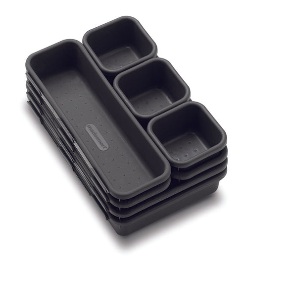 Madesmart 4.6 in. H x 6.19 in. W x 9.19 in. L Black Plastic Drawer Organizer 59601