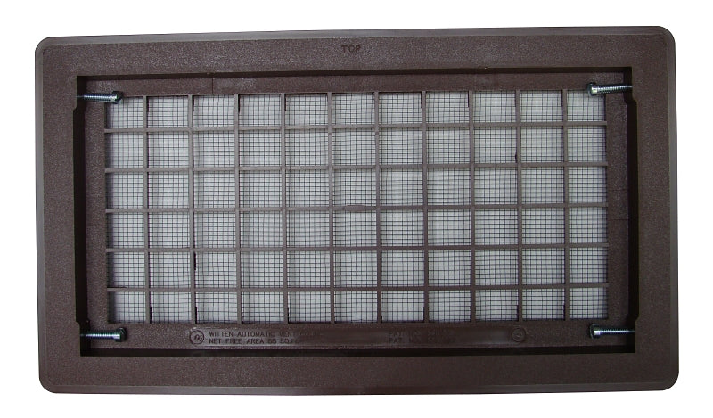 WITTEN AUTOMATIC VENT Bestvents 510BR Foundation Vent, 15-1/4 in W, Polypropylene, Brown