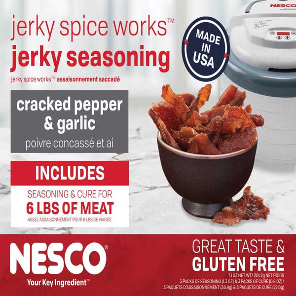 Nesco BJG-6, Jerky Spice Works, Cracked Pepper & Garlic Flavor, 6 Piece Set