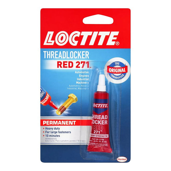 Loctite Threadlocker Red 271 - Permanent Thread Lock Glue for Nuts, Bolts, & Fasteners, High Strength Screw Glue to Prevent Loosening & Corrosion - 6 ml, 1 Pack 209741
