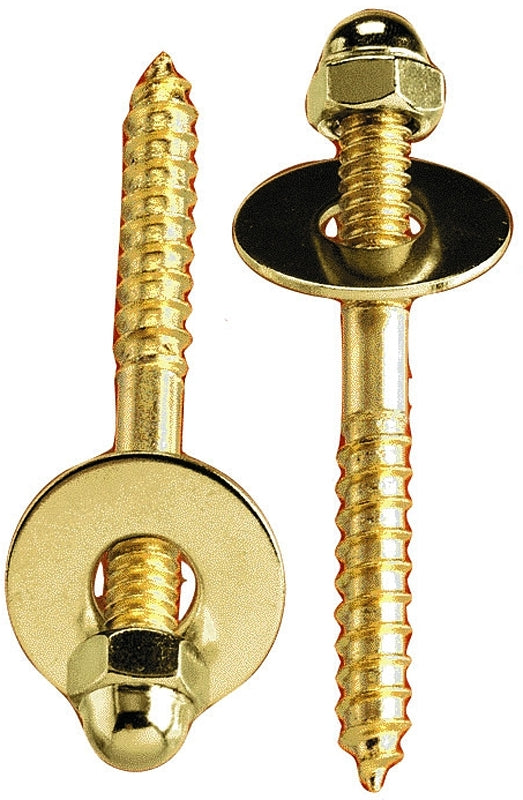 Plumb Pak PP23515 Brass Plated Toilet to Floor Screw Set (2 Pack), 1/4 x 2-1/2"