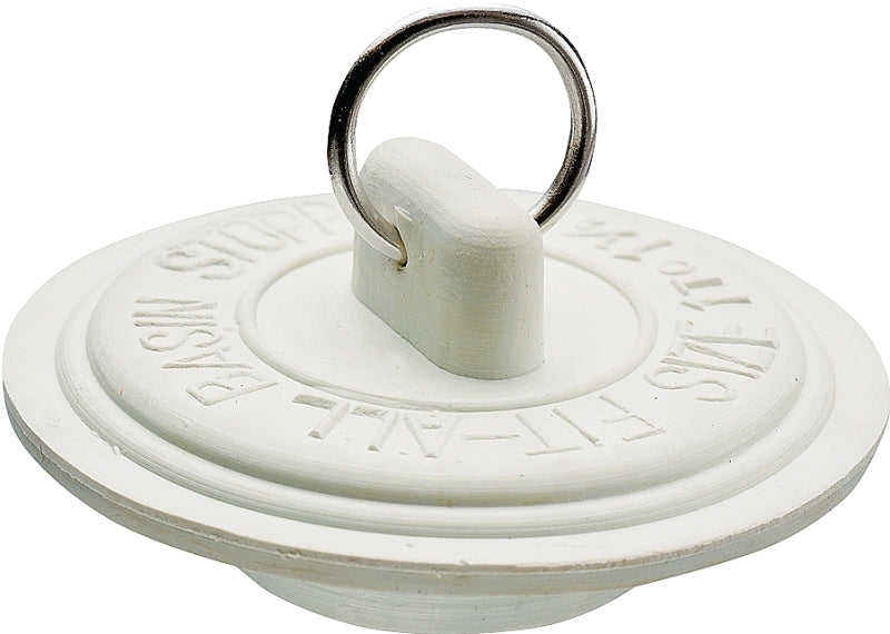 Plumb Pak PP22003 Drain Stopper, Fits Size 1-1-3/8 in, Rubber, White
