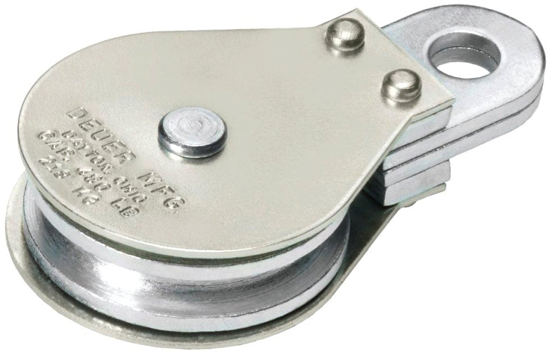 Mini-Mule DEUER DB-15G Gable Block, 1/4 in Rope, 480 lb Working Load, 2 in Sheave, Zinc