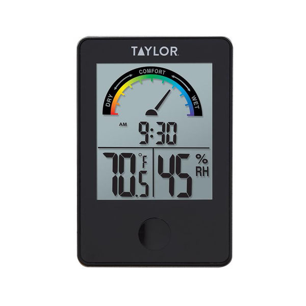 Taylor Digital Wireless Indoor Comfort Level Thermometer and Hygrometer, Easy-to-Read Display for Home, Office, Greenhouse, Nursery, and Indoor Areas, Black 1732
