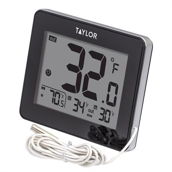Taylor Wired Digital Indoor/Outdoor Thermometer with Easy-to-Read LED Display, Wired Probe Sensor for Home, Office, Greenhouse, Nursery, and Indoor Areas, White 1710