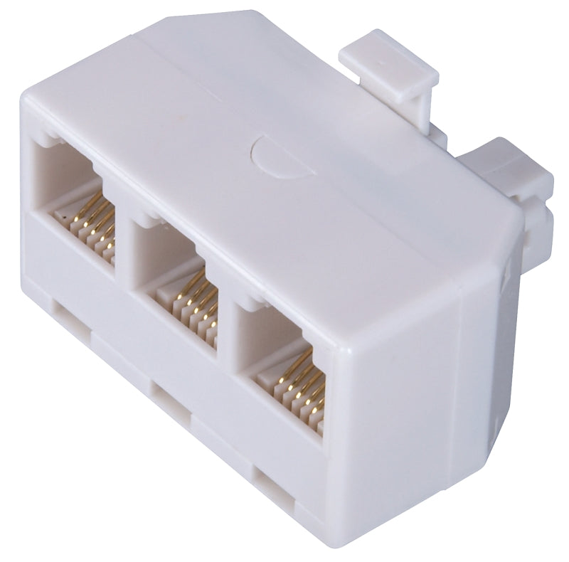 AmerTac - Zenith TS1001SPJ3W 4 Conductor Triplex Jack, White Landline Telephone Accessory