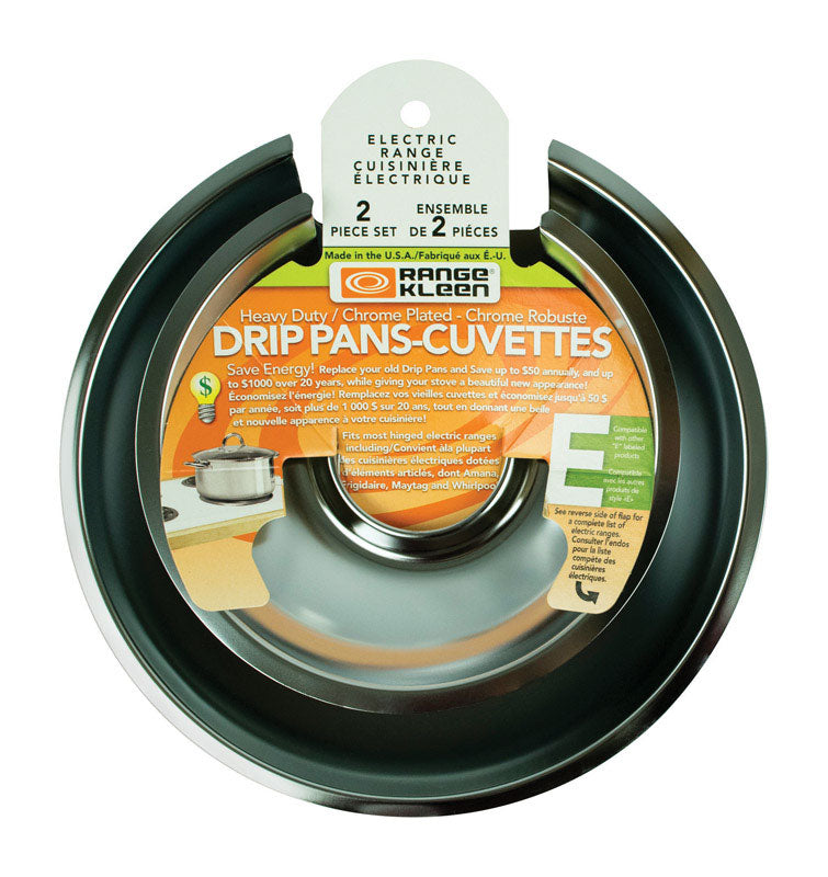 Range Kleen 10342X Style E Chrome Drip Pans, 2-Pack
