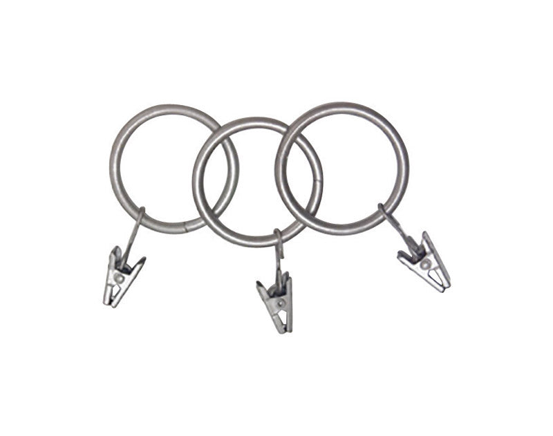Kenney Clip Rings for 1'' to 1-1/4'' Diameter Curtain Rods, Antique Pewter, 14-Pack