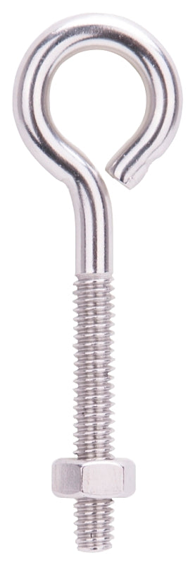 MINTCRAFT LR294 Eye Bolt with Nut, 1/4X3-Inch, Stainless Steel (6-Pack)