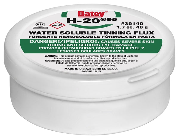 Oatey 30140 H-2095 Water Soluble Tinning Flux, 1.7 Oz, Paste, Ish-Gray, Green
