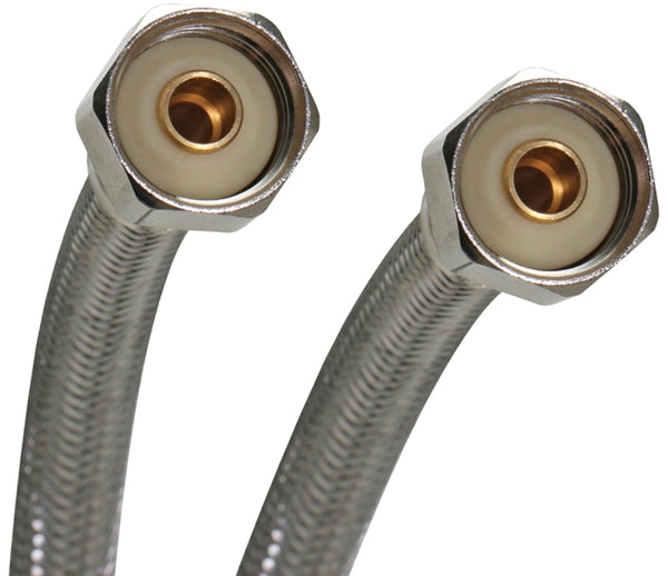 Fluidmaster B4F30CU Faucet Connector, Braided Stainless Steel - 3/8 Compression, 7/16 Compression, 1/2 Compression, or 1/2 F.I.P. Thread x 1/2 F.I.P. Thread, 30-Inch Length