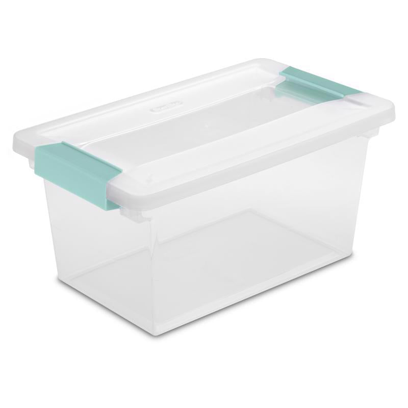 Sterilite 19628604 Medium Clip Clear Storage Box With Latched Lid - 11"L x 6-5/8"W x 5-3/8"H