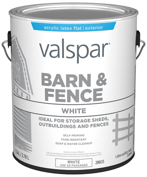 Valspar Corporation 1 Gallon White Exterior Barn & Fence Latex Paint 18-3121-70 GL