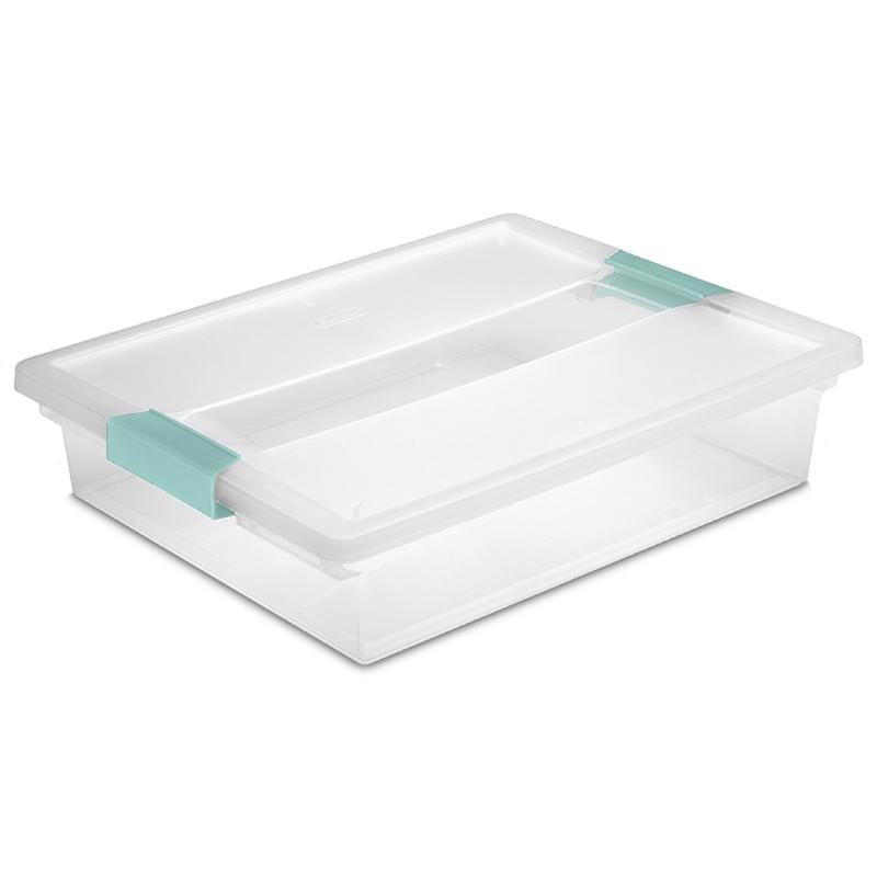 Sterilite 19638606 Large Clip Box,(6 Pack (Clear with Blue Aquarium)
