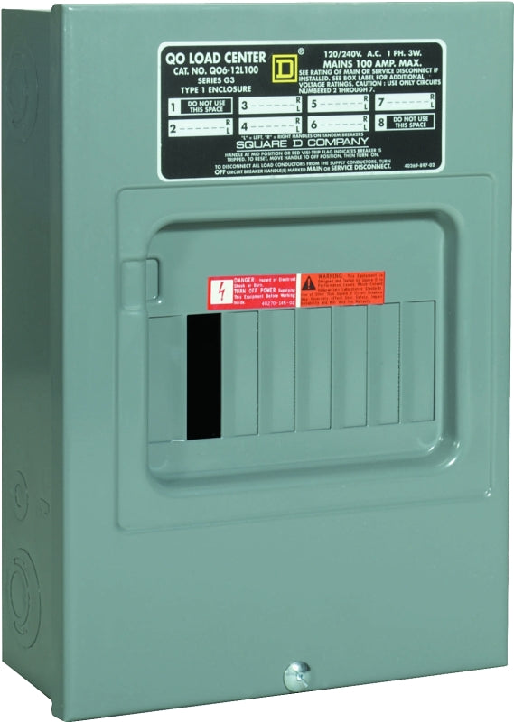 Square D Main Lug Load Center 100 Amp 6 Space 12 Circuits Boxed3 QO612L100SCP