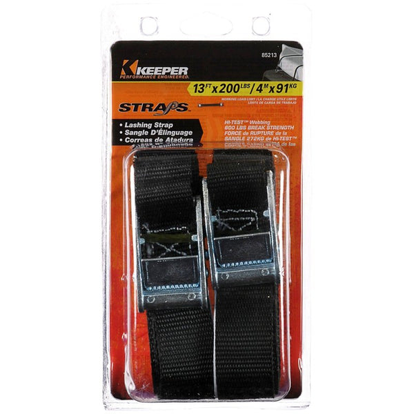 KEEPER Hampton PROD 1" X 13' Cargo Lashing Strap, 2 Pack - 200 Lbs. Working Load Limit 85213