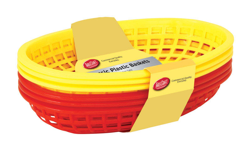 TableCraft 6 Piece Assorted Sandwich & Fry Basket Set, 9'', Red & Yellow