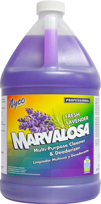 Nyco MARVALOSA Fresh Lavender Multi-Purpose Cleaner & Deodorizer - Gallon Bottle - EPA Safer Choice Certified - Concentrated - Cleans Dirt & Light Oils - Smells Great! NL269-G4