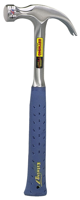 ESTWING Hammer - 16 oz Curved Claw with Smooth Face & Shock Reduction Grip - E3-16C,Silver