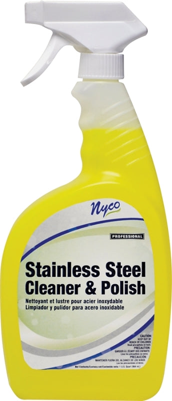 Nyco NL887-Q6PS Water Based Stainless Steel Cleaner and Polish, 32 oz, Yellow, Mild, 8.003% VOC, 25 cPs, 6-8 NL887-QPS6