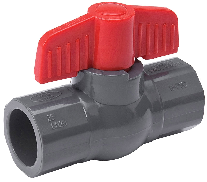 B & K 107-605 Muellar # 1" PVC Solv Ball Valve, 1" S x 1" S
