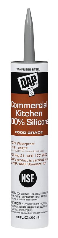 DAP 08660 Commercial Kitchen 100% Silicone Sealant, 9.8-Ounce, Stainless Steel