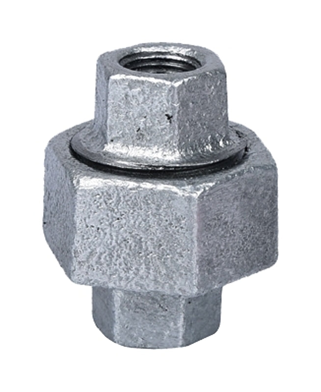 WORLDWIDE SOURCING PPG342-6 Ground Joint Pipe Union, 1/8 in, Threaded, 150 Psi, Malleable Iron, Galvanized