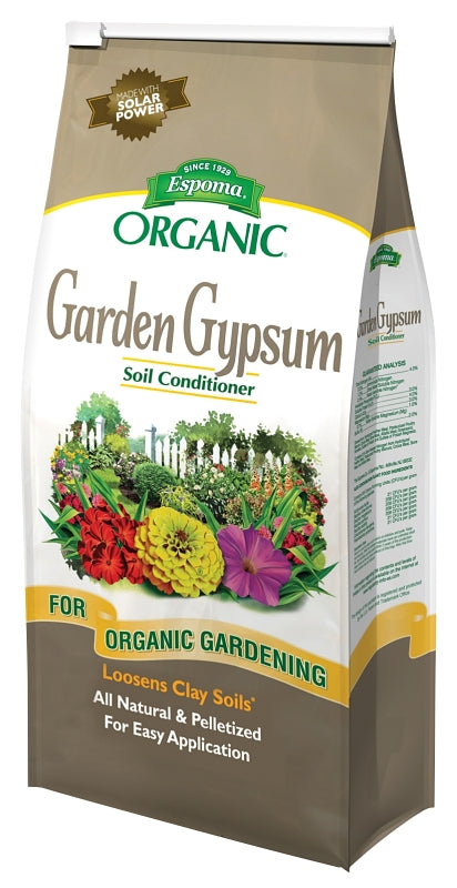 Espoma Organic Garden Gypsum Soil Conditioner; All-Natural & pelletized mined Gypsum with no fillers or additives. Helps Loosen Clay Soil; 6 lb. Bag Pack of one GG6