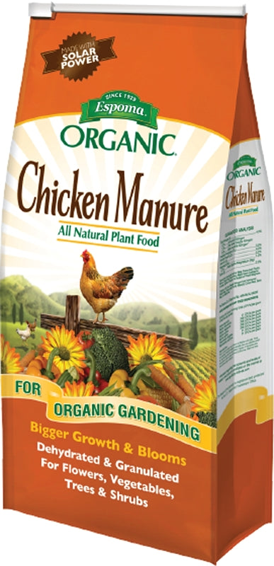 Espoma Organic Chicken Manure 3.75 lb. Bag. All Natural & Organic Fertilizer for All Flowers, Vegetables, Trees, and Shrubs. for Organic Gardening GM3