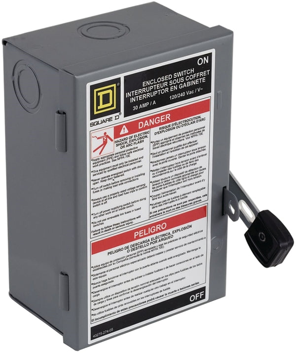 Square D by Schneider Electric L211N 30 Amp 120/240-Volt Two-Pole Indoor Light Duty Fusible Safety Switch with Neutral by Square D by Schneider Electric