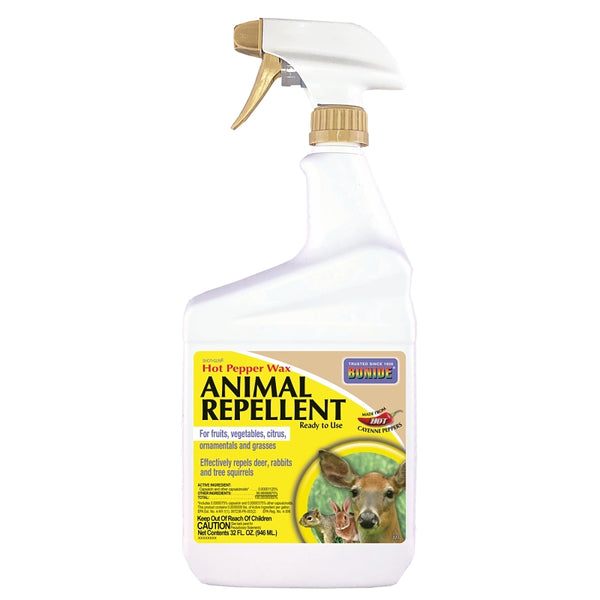 Bonide Hot Pepper Wax Animal Repellent, 32 oz Ready-to-Use Spray for Deer, Squirrels, Rabbits in Lawn & Garden 127