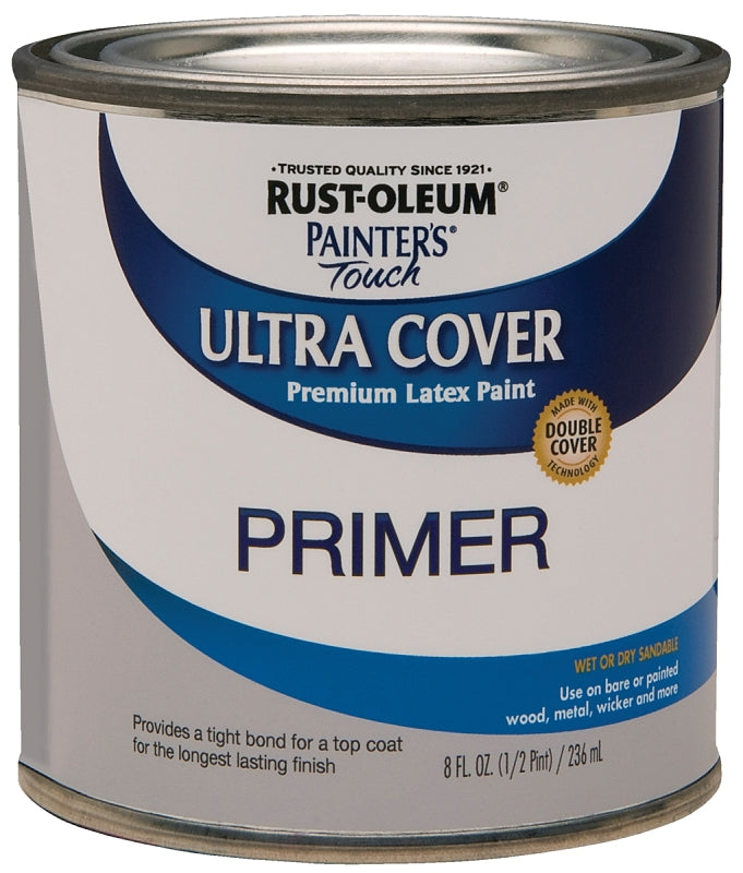 Rust-Oleum Brush On Paint 1980730 Painter's Touch Latex, Half Pint, Flat Gray Primer, 8 Fl Oz (Pack of 1)