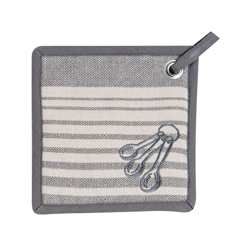 Kay Dee Designs Cook's Kitchen Birdseye Woven Embroidered Potholder with Grommets, Graphite, R3232