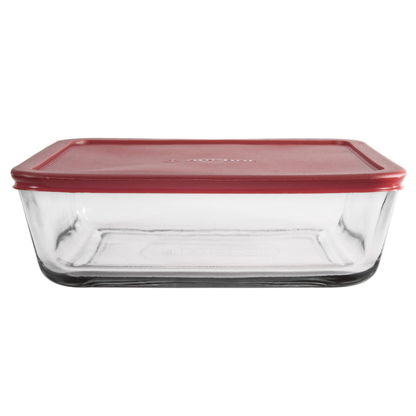 Anchor Hocking Classic Glass Food Storage Container with Lid, Red, 11 Cup, Clear, Regular - 77931 91552L24