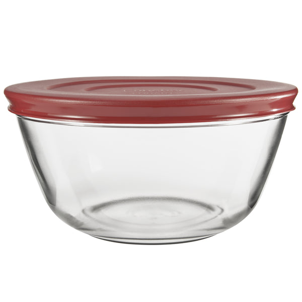 Anchor Hocking 91858 Glass Mixing Bowls with Lids, Cherry, 4 Quart (Set of 2) 91858L20