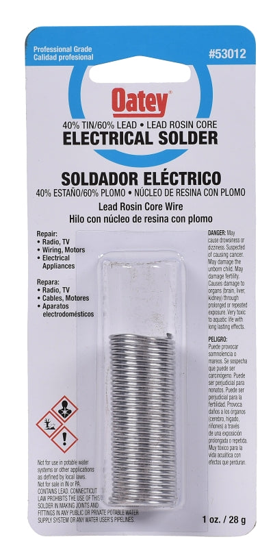 Oatey 53012 Rosin Leaded Core Solder, 1 oz, Silver Gray
