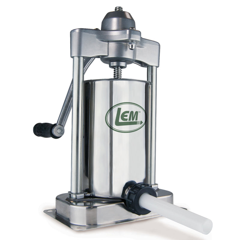 LEM Products Mighty Bite Vertical Stainless Steel 5 Pound Capacity Sausage Stuffer with Plastic Stuffing Tubes