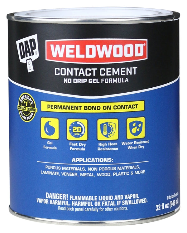 DAP 7079825312 Gel Original Contact Cement Qt Raw Building Material, 32 FL OZ, TAN